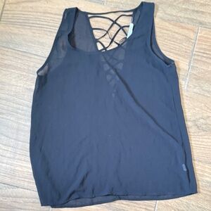 Sheer Women's Tank Top Criss Cross Back